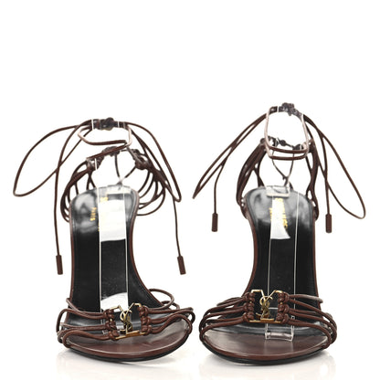 Saint Laurent Lambskin Babylone 90 Ankle Wrap Sandals 40 Cigare 3 of 8