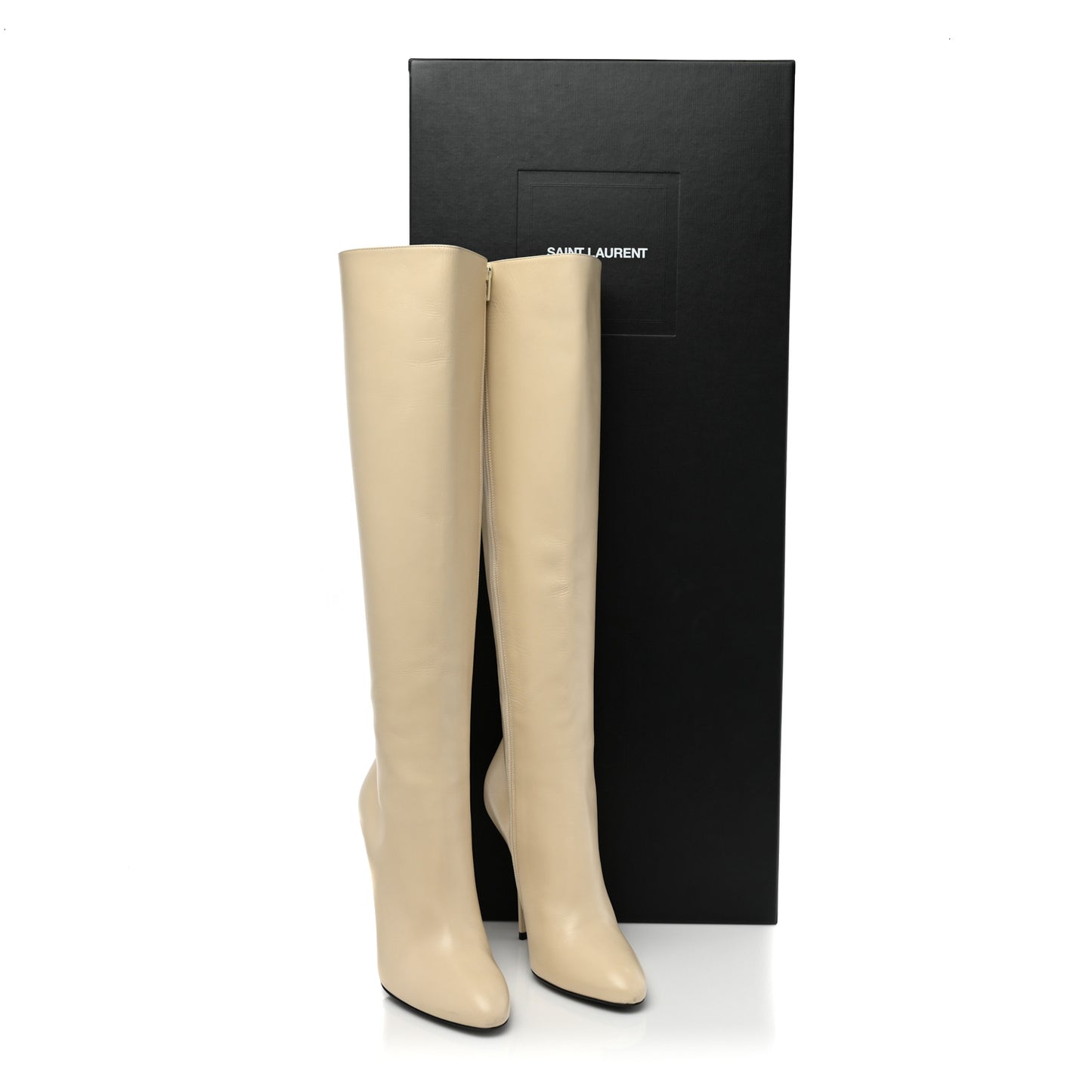 Smooth Calfskin Linda 100 Knee High Boots 39 Eggshell