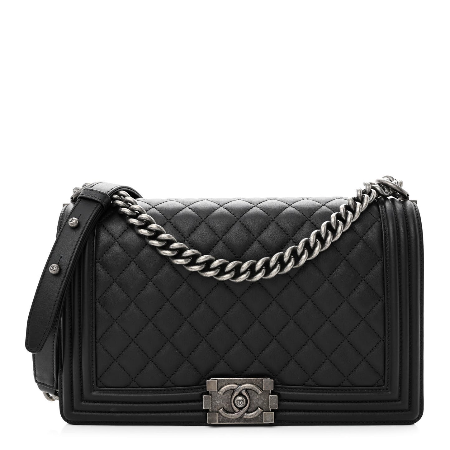 Calfskin Quilted New Medium Boy Flap Black
