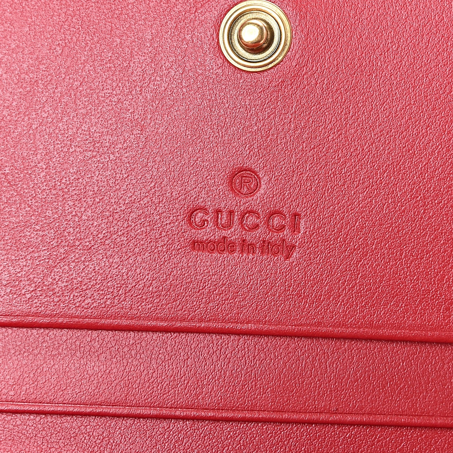 Calfskin Matelasse GG Marmont Card Case Wallet Hibiscus Red