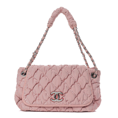 Chanel Nylon Bubble Striped Quilt Accordion Flap Red White 1 of 13