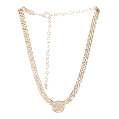 Chanel Metal Chain Link CC Medallion Choker Necklace Gold 3 of 5