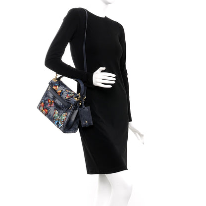 Valentino Garavani Denim Butterfly Embroidered Small My Rockstud Frame Bag Blue 2 of 8
