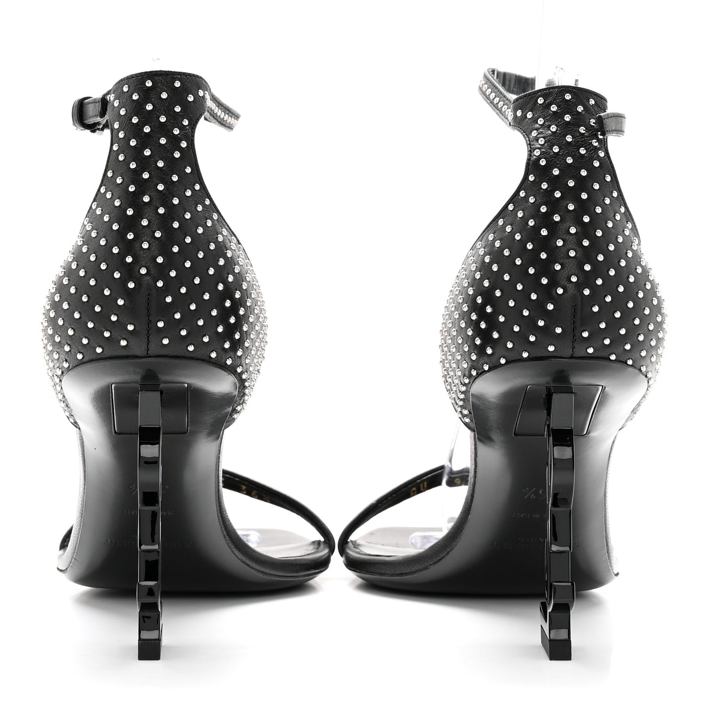 Calfskin Studded Opyum Sandals 36.5 Black