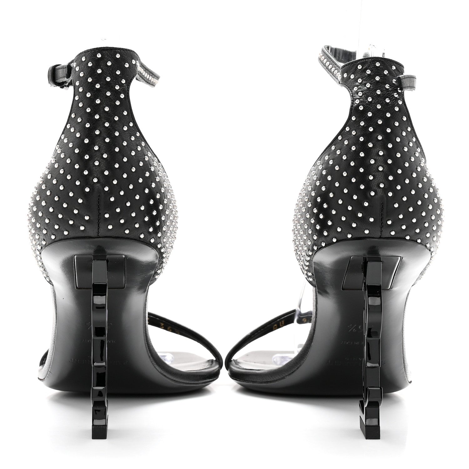 Saint Laurent Calfskin Studded Opyum Sandals 36.5 Black 5 of 10