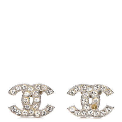 Chanel Crystal Timeless CC Earrings Silver 1 of 6