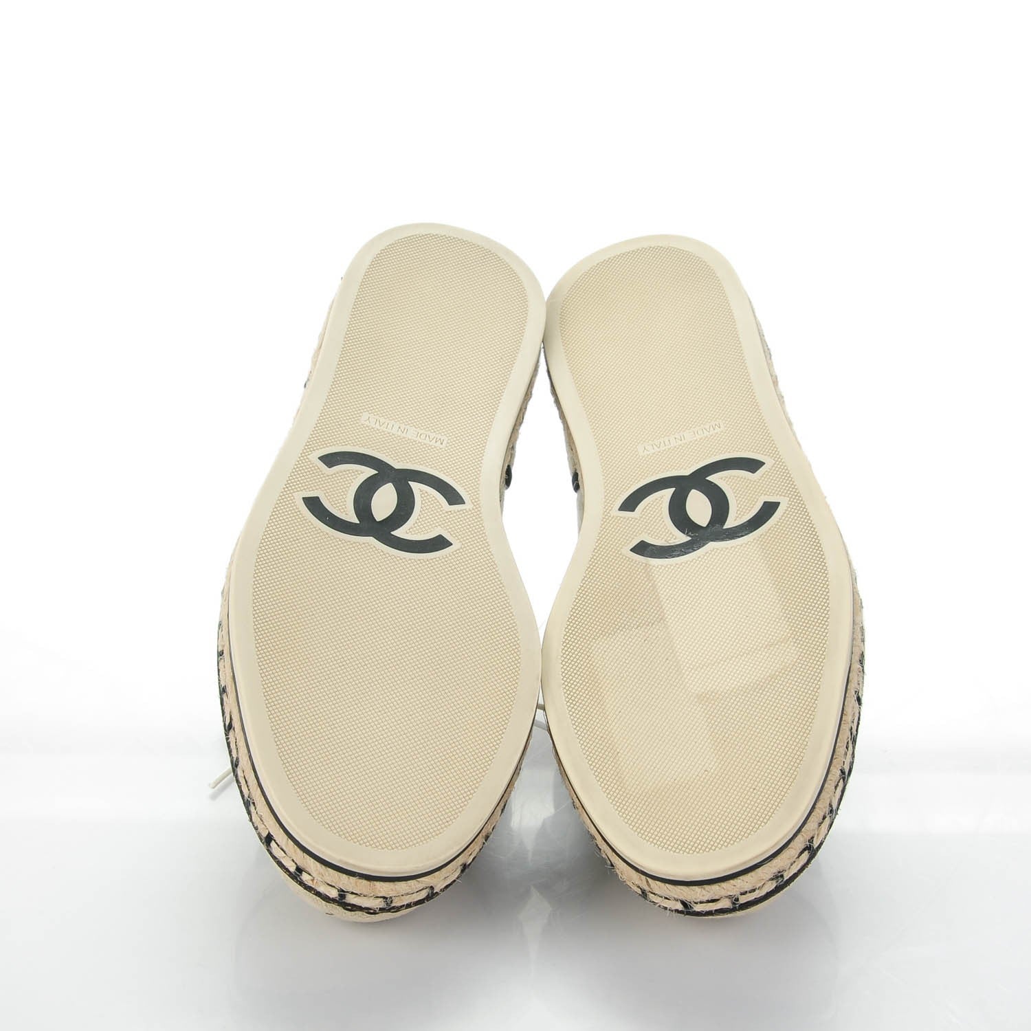 Chanel Cotton Lace Up Espadrilles 37.5 Beige 6 of 9