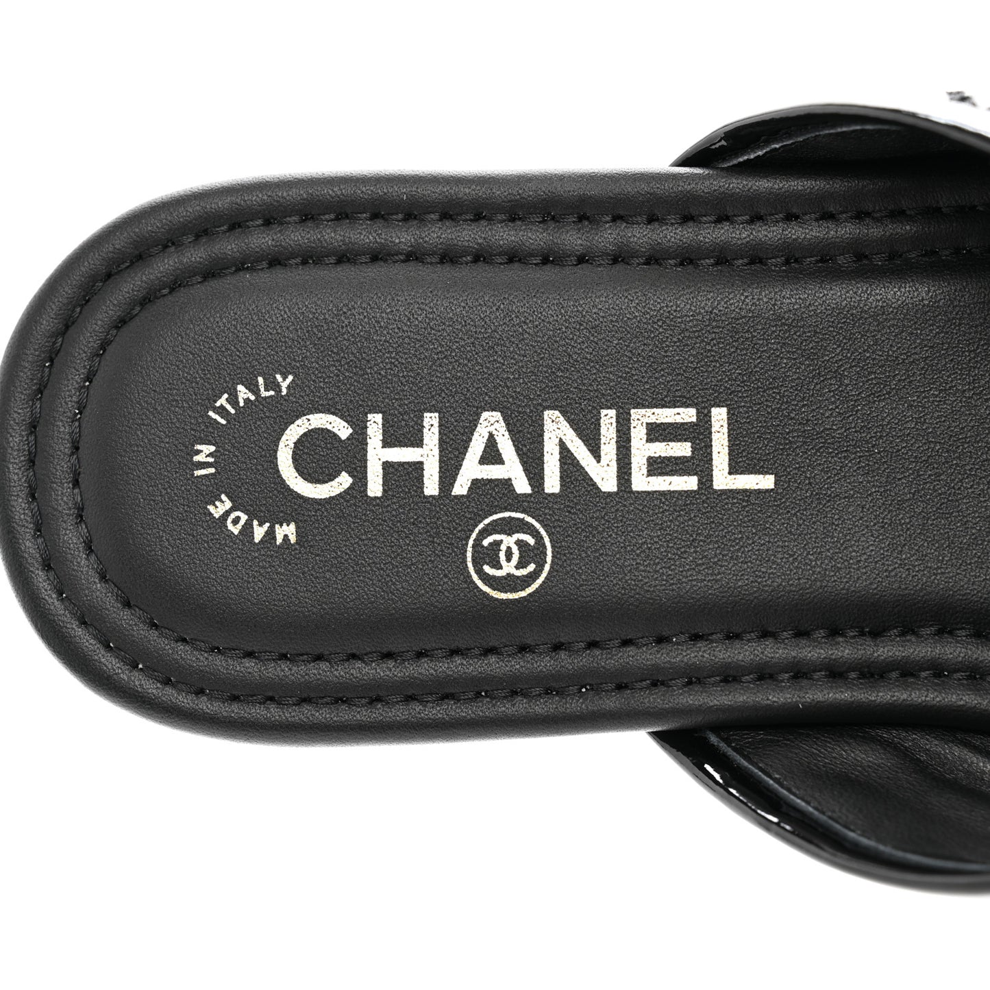 Patent Quilted CC Sandals 38 Black