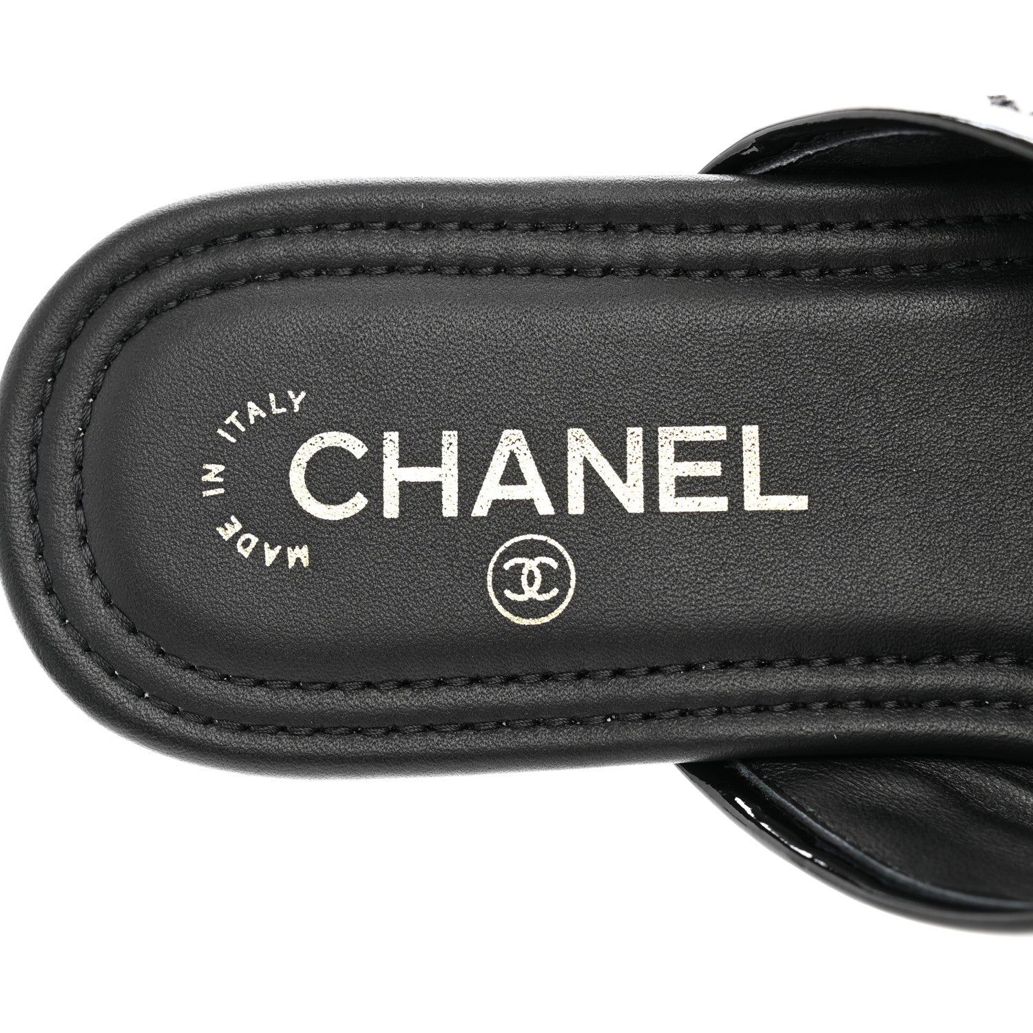 Chanel Patent Quilted CC Sandals 38 Black 7 of 9