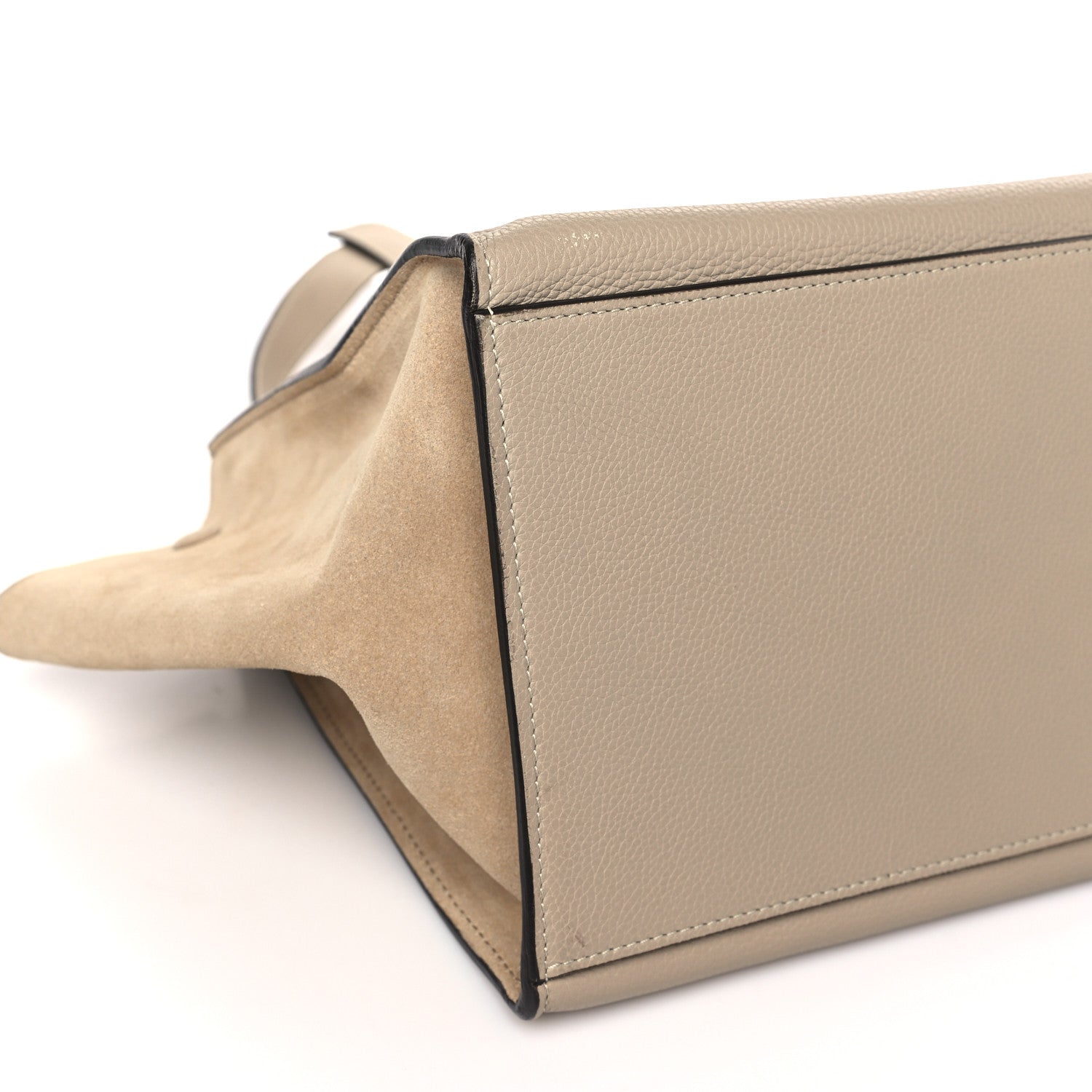 Celine Drummed Calfskin Suede Medium Trapeze Taupe 7 of 10