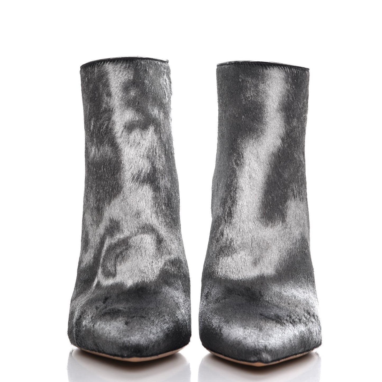 Dyed Calf Hair Ankle Boots 37.5 Silver