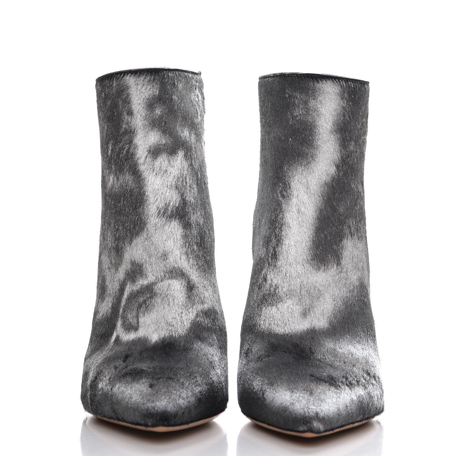 Valentino Garavani Dyed Calf Hair Ankle Boots 37.5 Silver 2 of 10