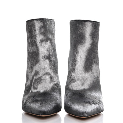 Valentino Garavani Dyed Calf Hair Ankle Boots 37.5 Silver 2 of 10