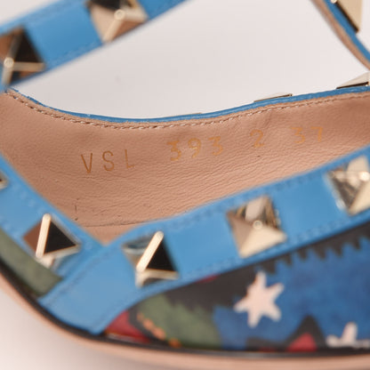 Valentino Garavani Calfskin Enchanted Wonderland Rockstud Ankle Strap Pumps 37 Light Stone 8 of 10