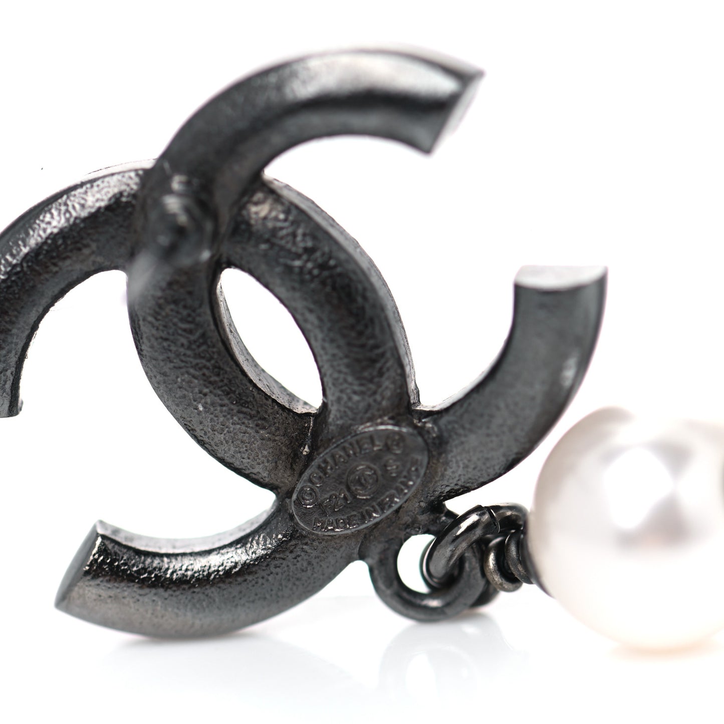 Ruthenium Crystal Pearl CC Drop Earrings