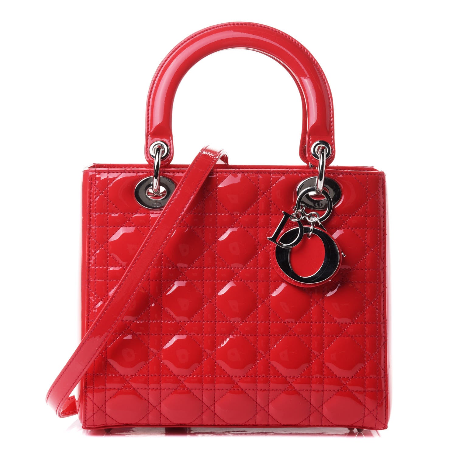 Christian Dior Patent Cannage Medium Lady Dior Red 1 of 4