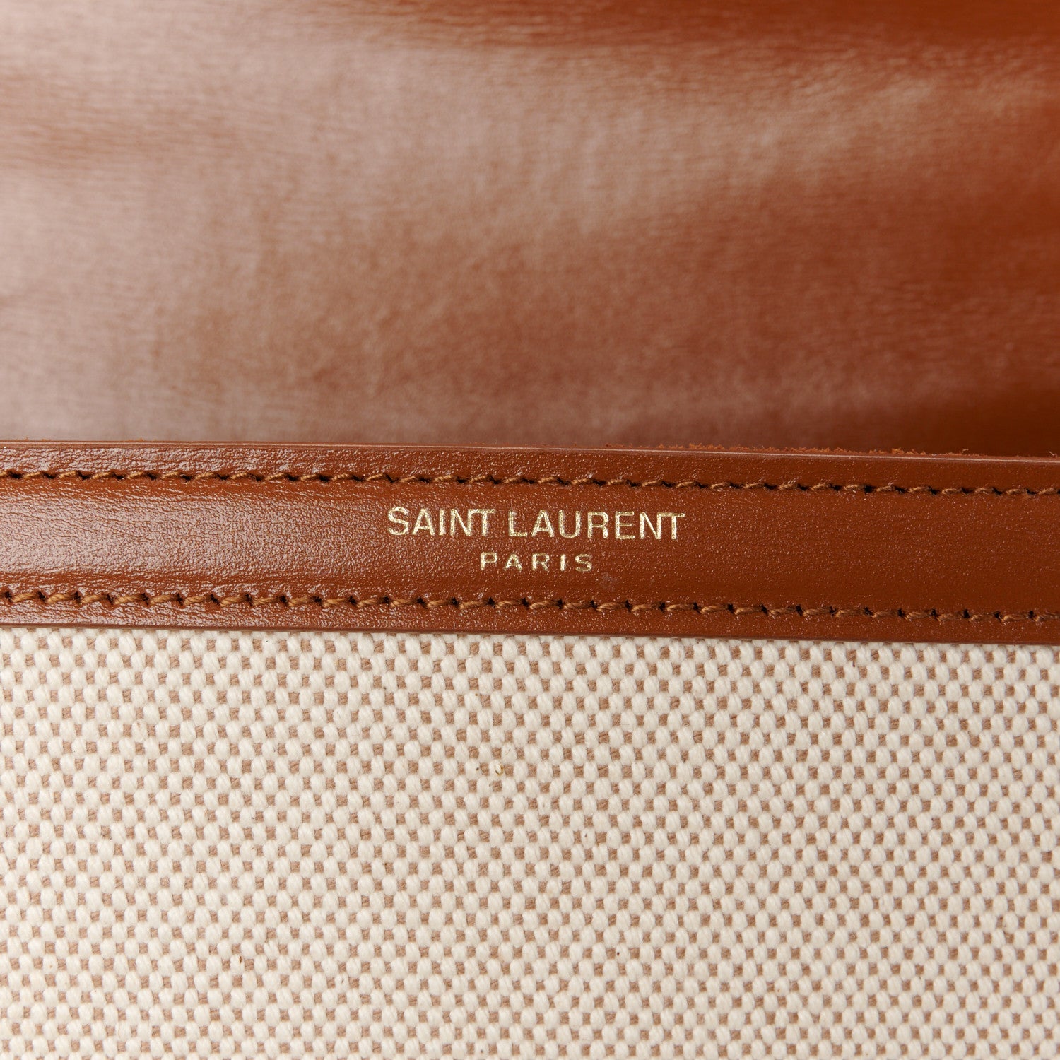 Saint Laurent Canvas Calfskin Mini Classic Monogram Cassandra Top Handle Tan Natural 8 of 11