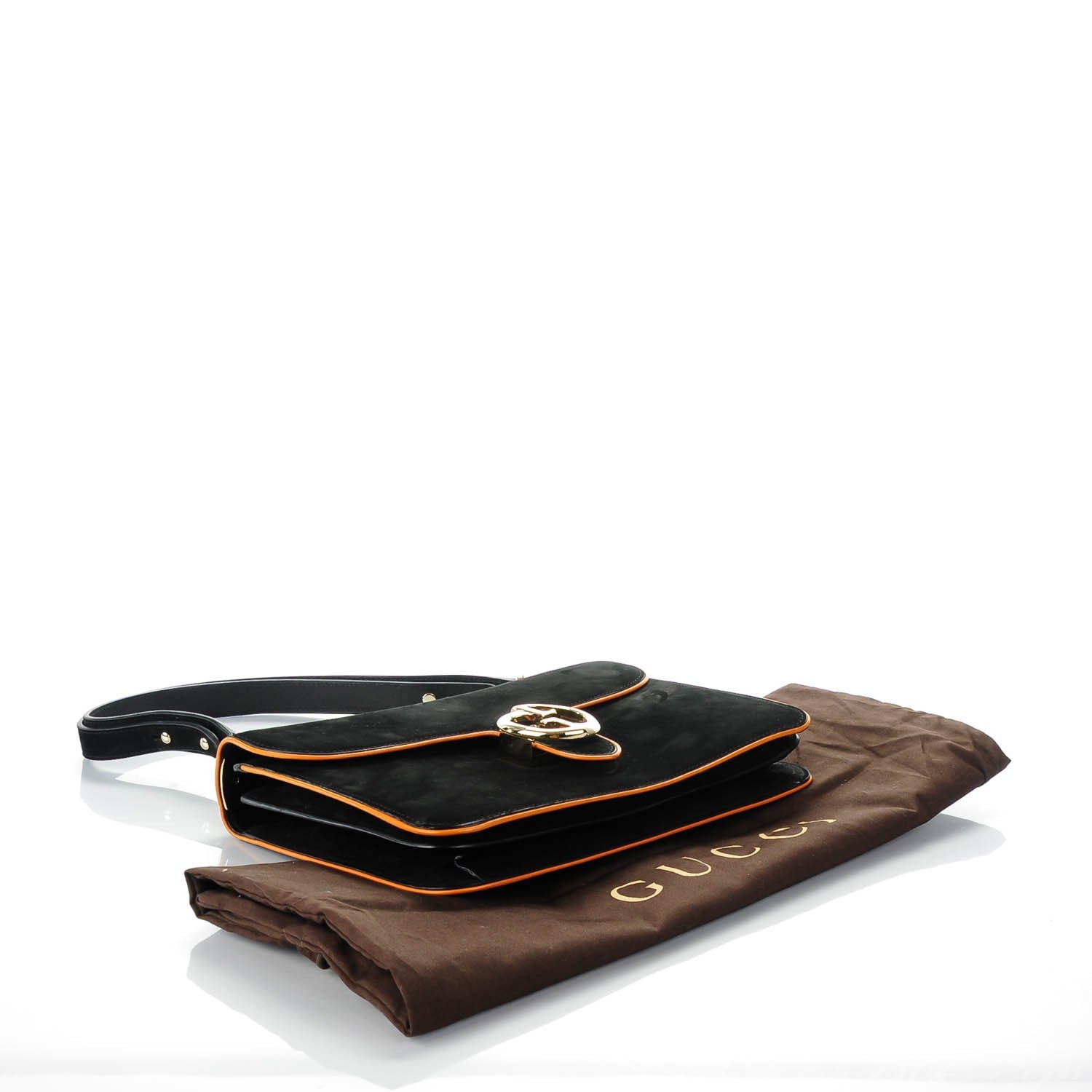 Gucci Nubuck Medium 1973 Shoulder Flap Bag Black 4 of 8