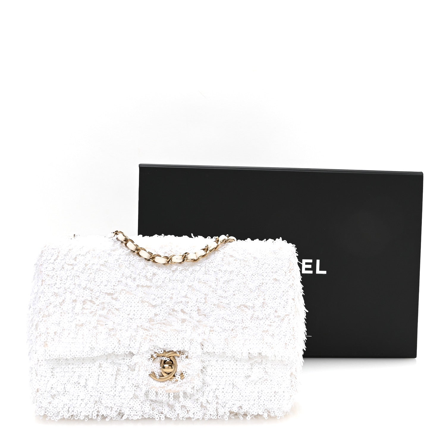 Chanel Sequin Mini Rectangular Flap White 10 of 10