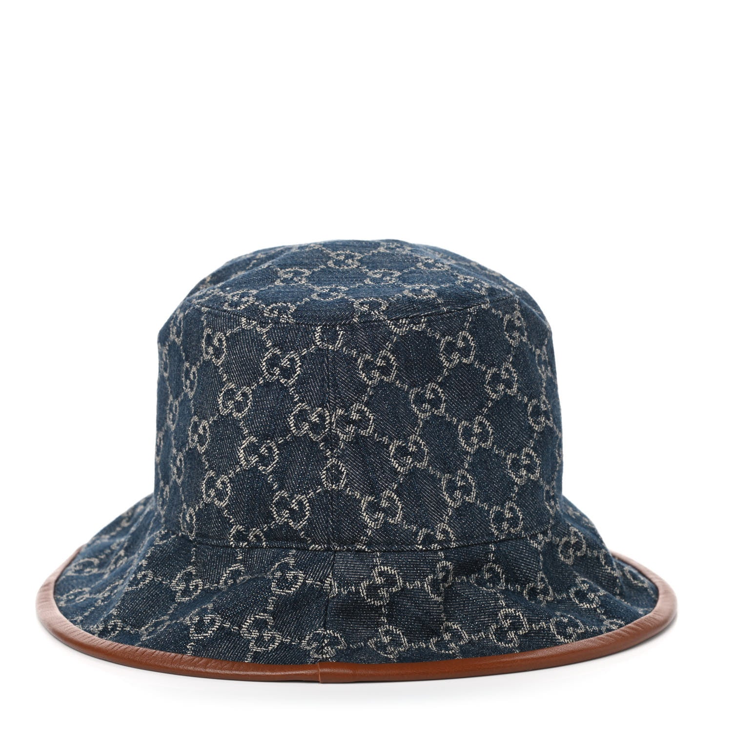Gucci Washed Jacquard Denim Nappa GG Monogram Oscar Bucket Hat L Denim Cuir 1 of 6