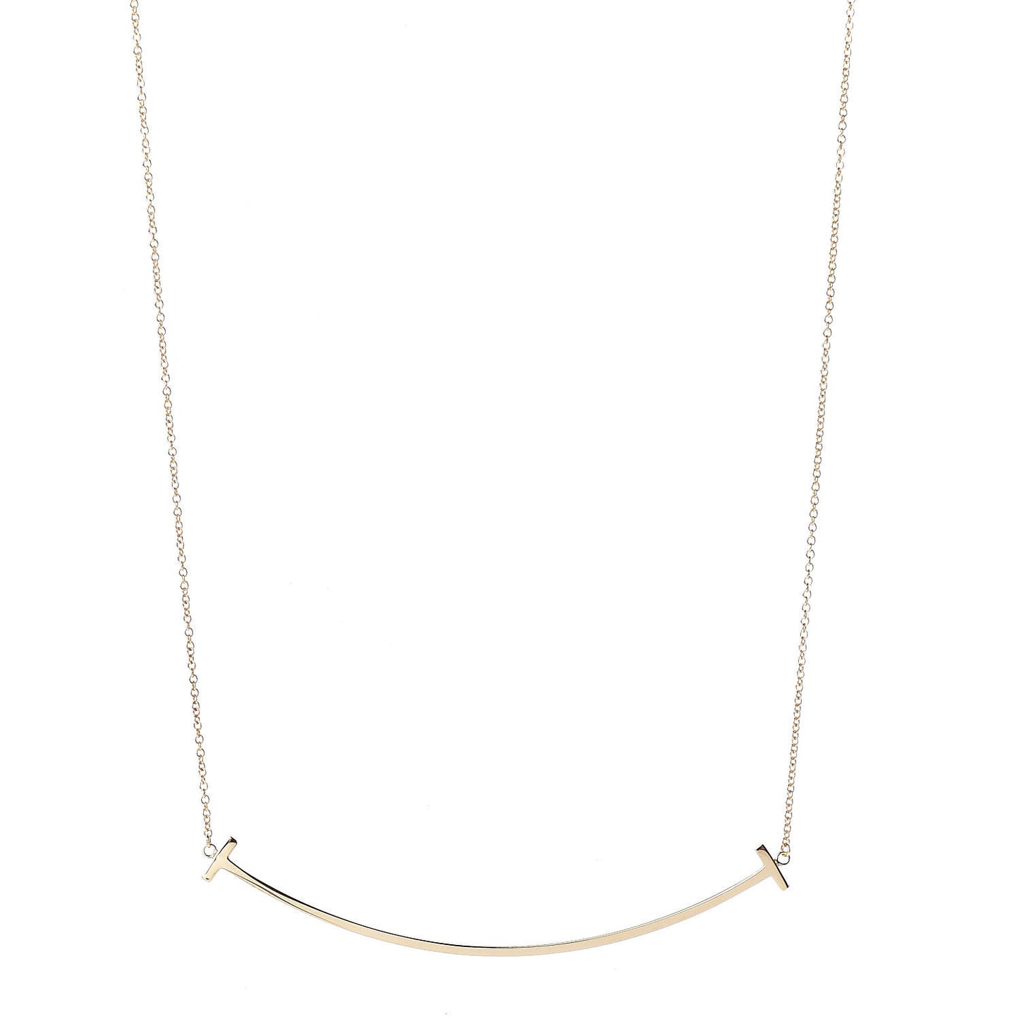 18K Yellow Gold Large T Smile Pendant Necklace