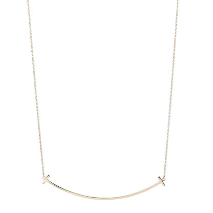 Tiffany 18K Yellow Gold Large T Smile Pendant Necklace 1 of 7