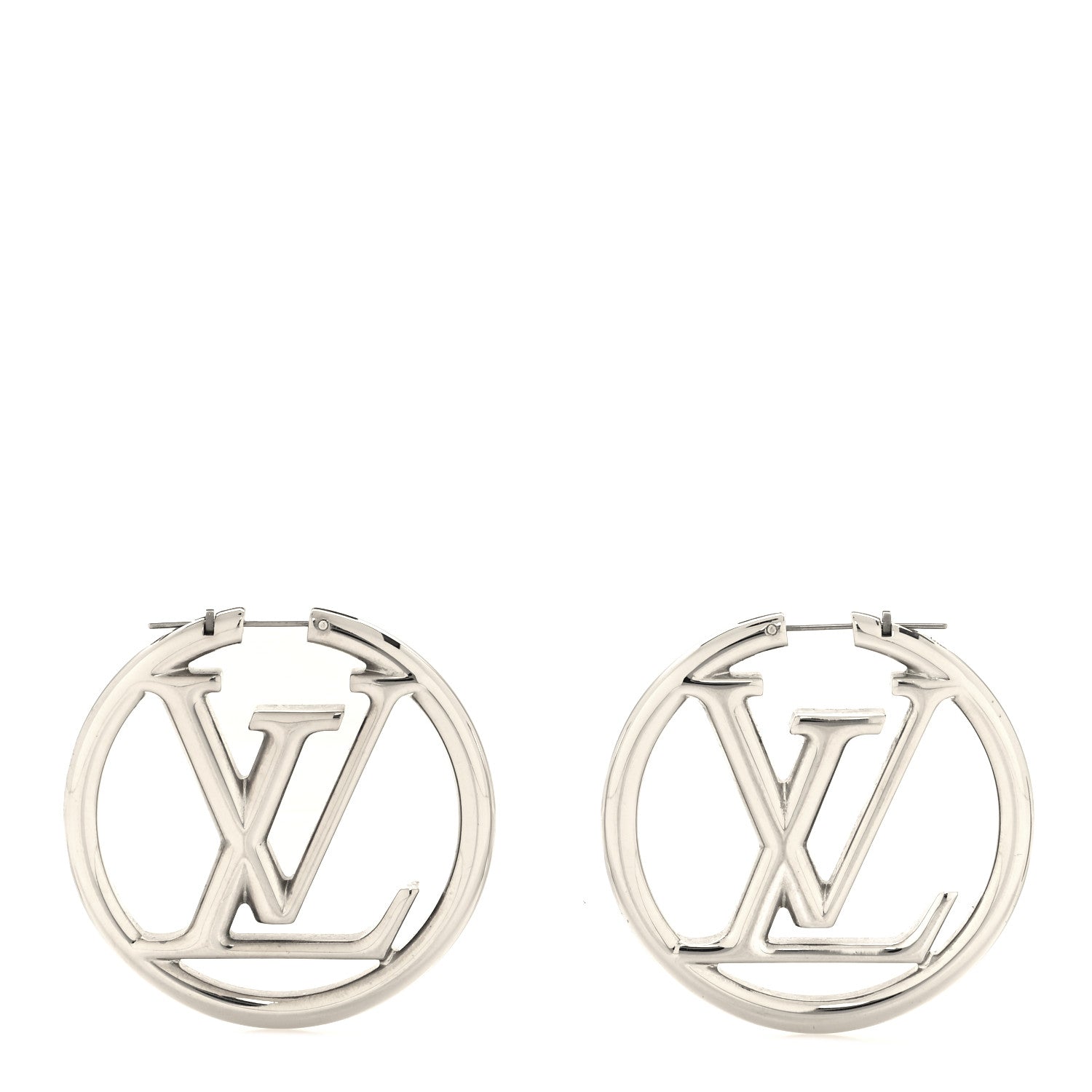 Louis Vuitton Palladium Louise Hoop Earrings Silver 1 of 4