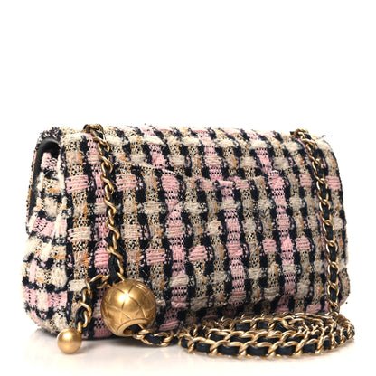 Chanel Tweed Quilted Mini Rectangular Pearl Crush Flap Pink Black White 3 of 10