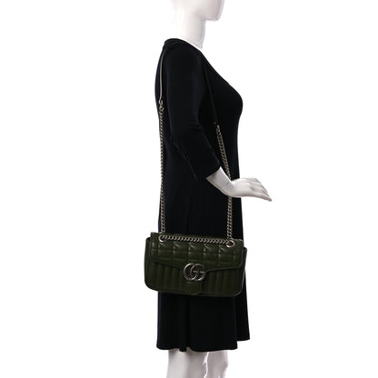 Gucci Calfskin Matelasse Aria Small GG Marmont Shoulder Bag Military Wood 2 of 11