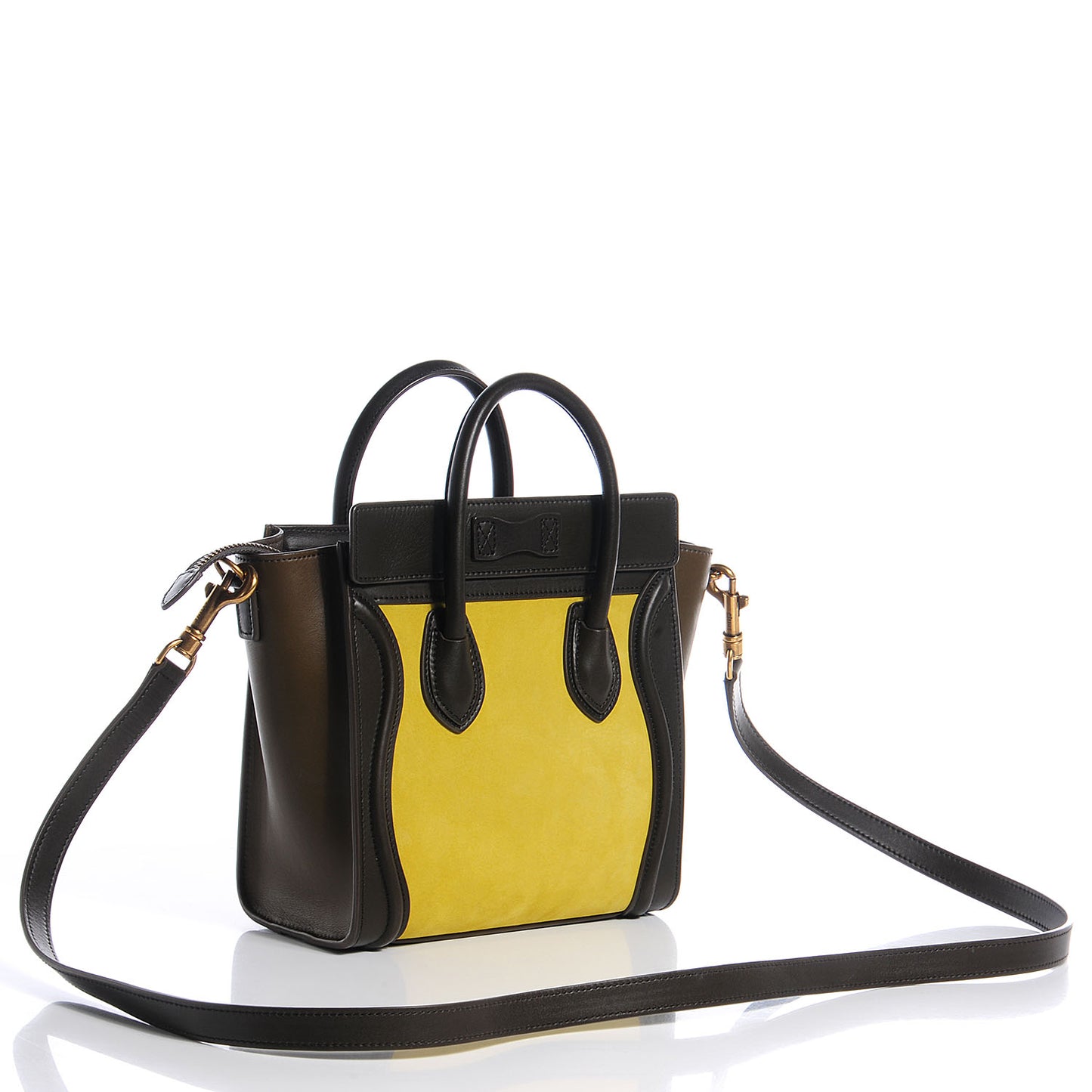 Nubuck and Smooth Calfskin Nano Tri-Color Luggage Chartreuse