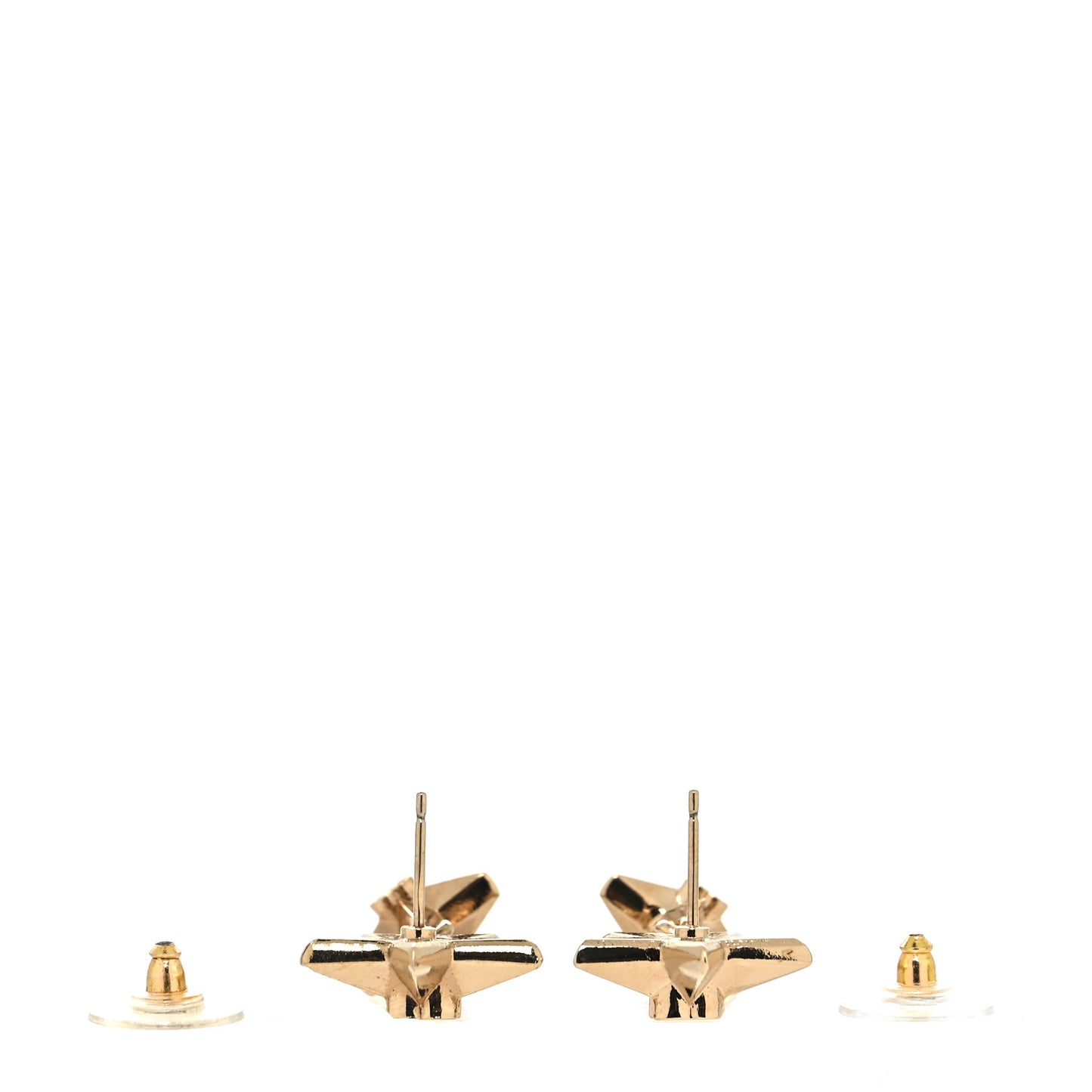 Metal CC Triple Star Drop Earrings Gold