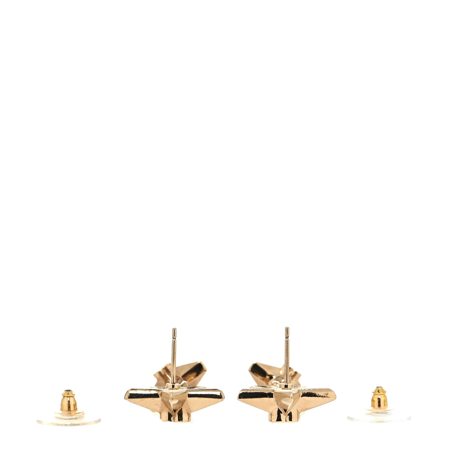 Chanel Metal CC Triple Star Drop Earrings Gold 3 of 4
