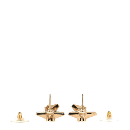 Chanel Metal CC Triple Star Drop Earrings Gold 3 of 4