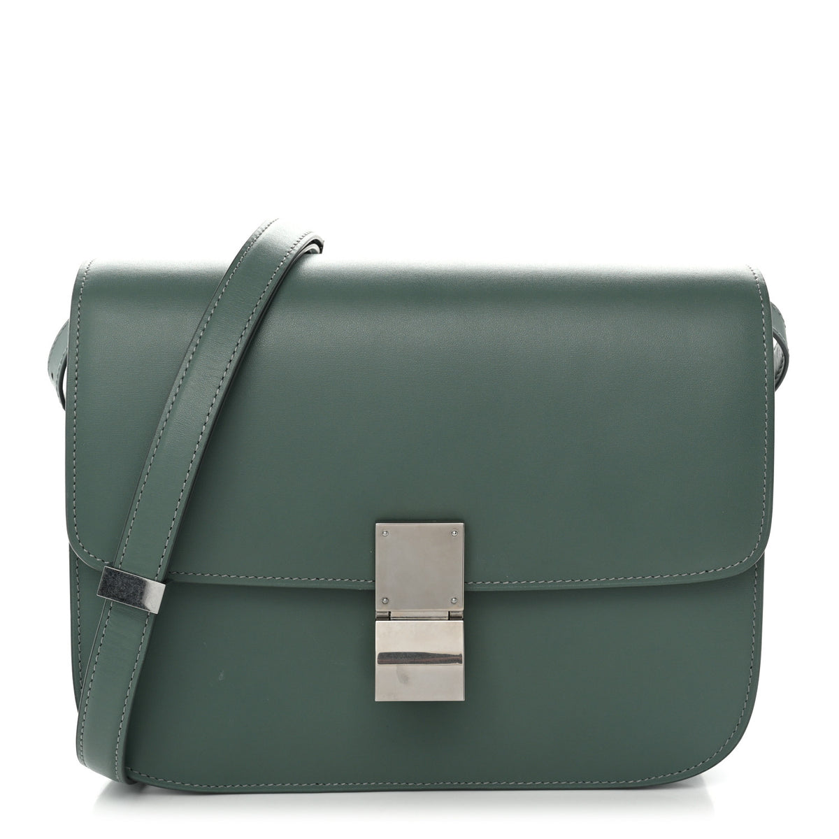 Box Calfskin Medium Classic Box Flap Bag Celadon