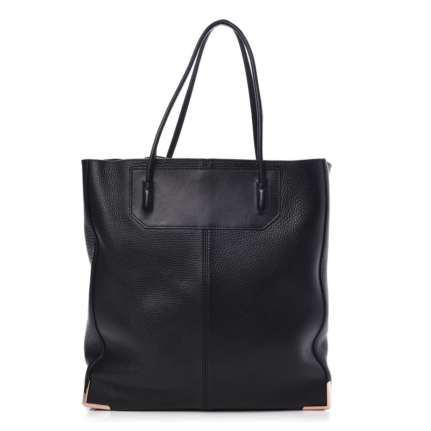 Pebbled Calfskin Prisma Skeletal Tote Black Rose Gold Hardware
