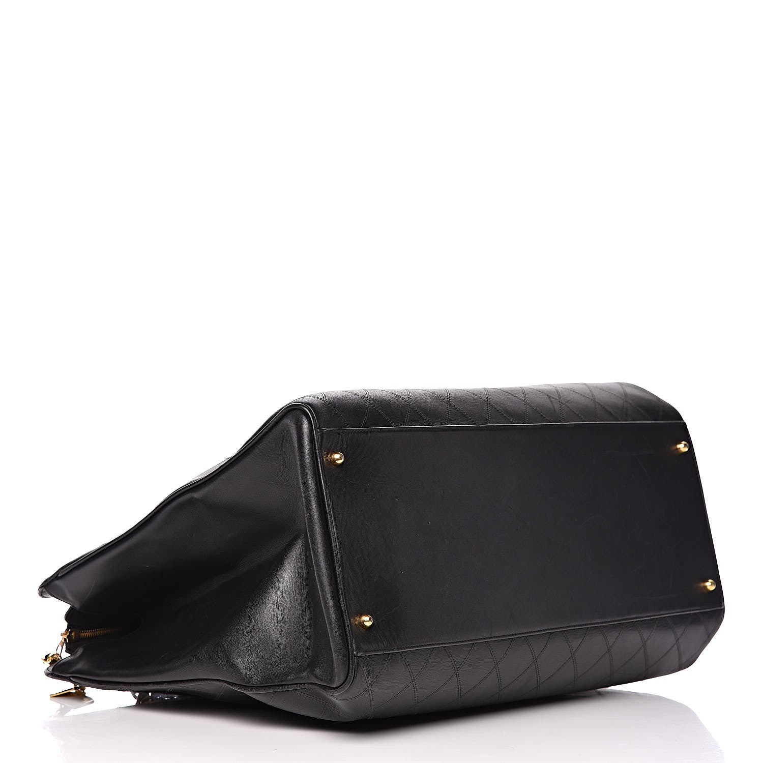 Chanel Calfskin Stitched XL Weekender Black 4 of 25
