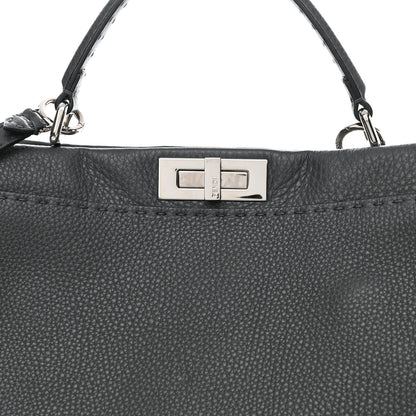Fendi Cuoio Romano Selleria Bi-Color Large Peekaboo Iconic Satchel Asfalto Latte 8 of 12