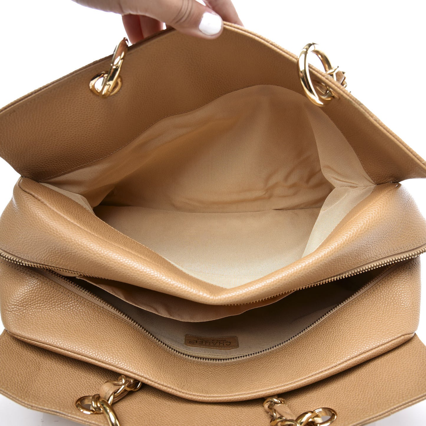 Caviar Quilted Grand Timeless Tote GTT Beige