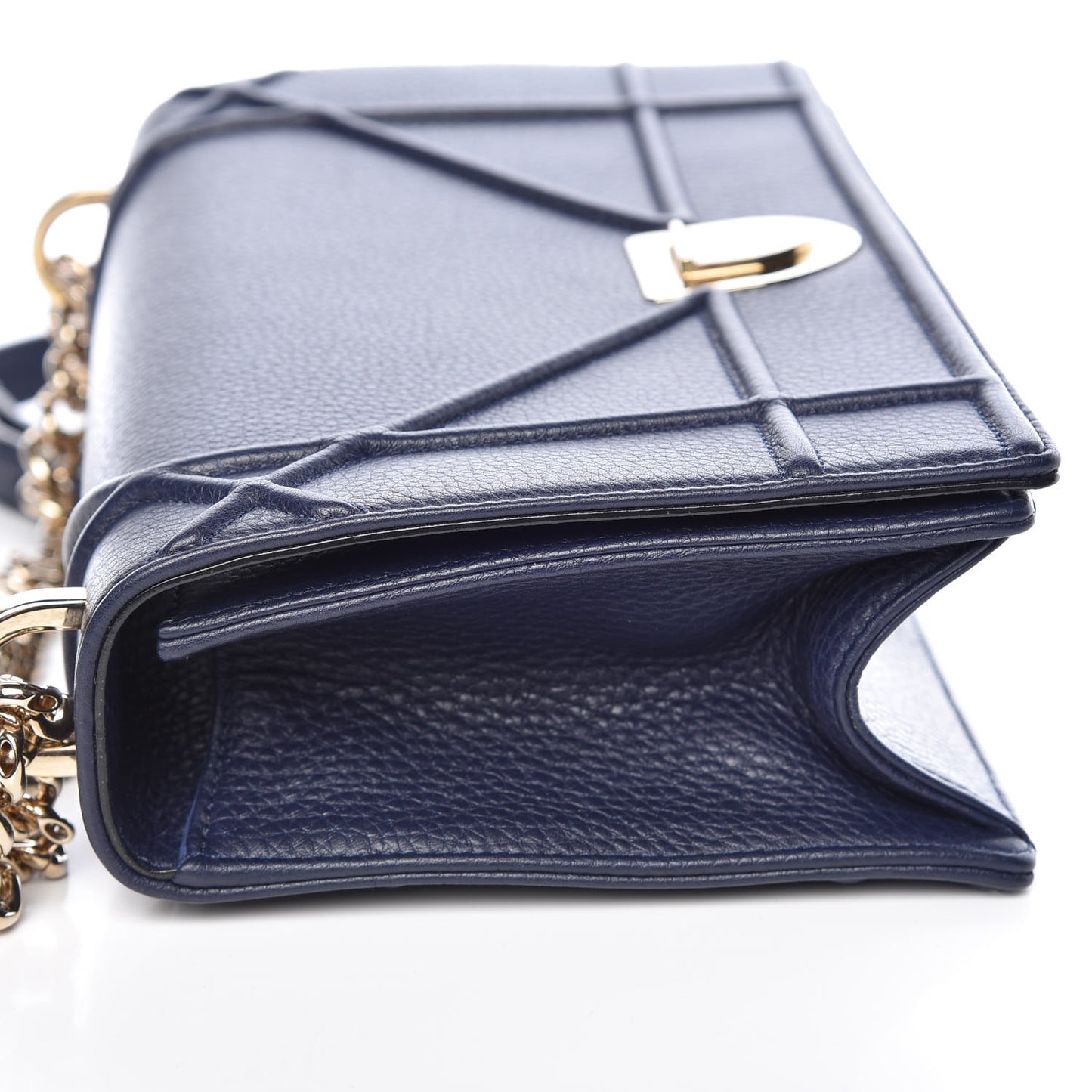 Grained Calfskin Medium Diorama Flap Bag Indigo Blue