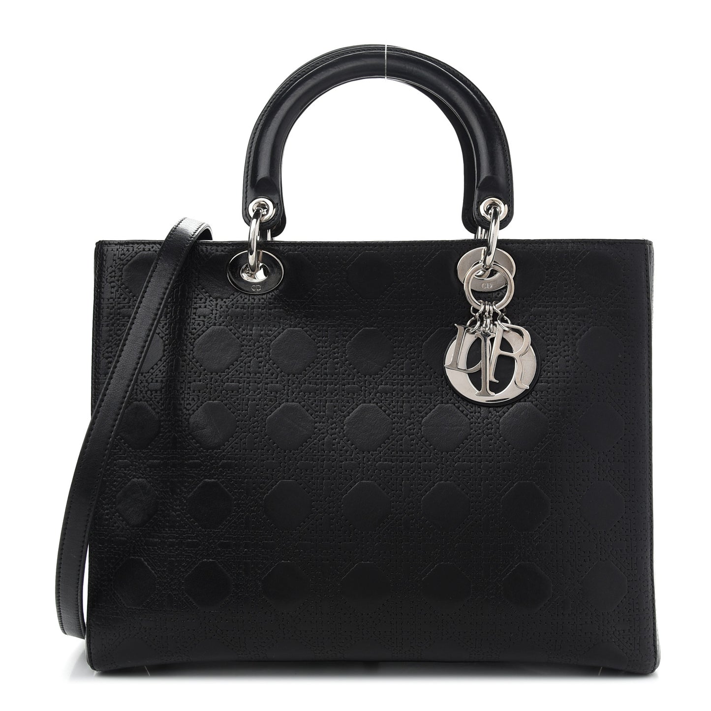 Lambskin Embossed Cannage Large Lady Dior Black