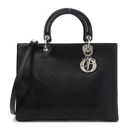 Christian Dior Lambskin Embossed Cannage Large Lady Dior Black 1 of 11