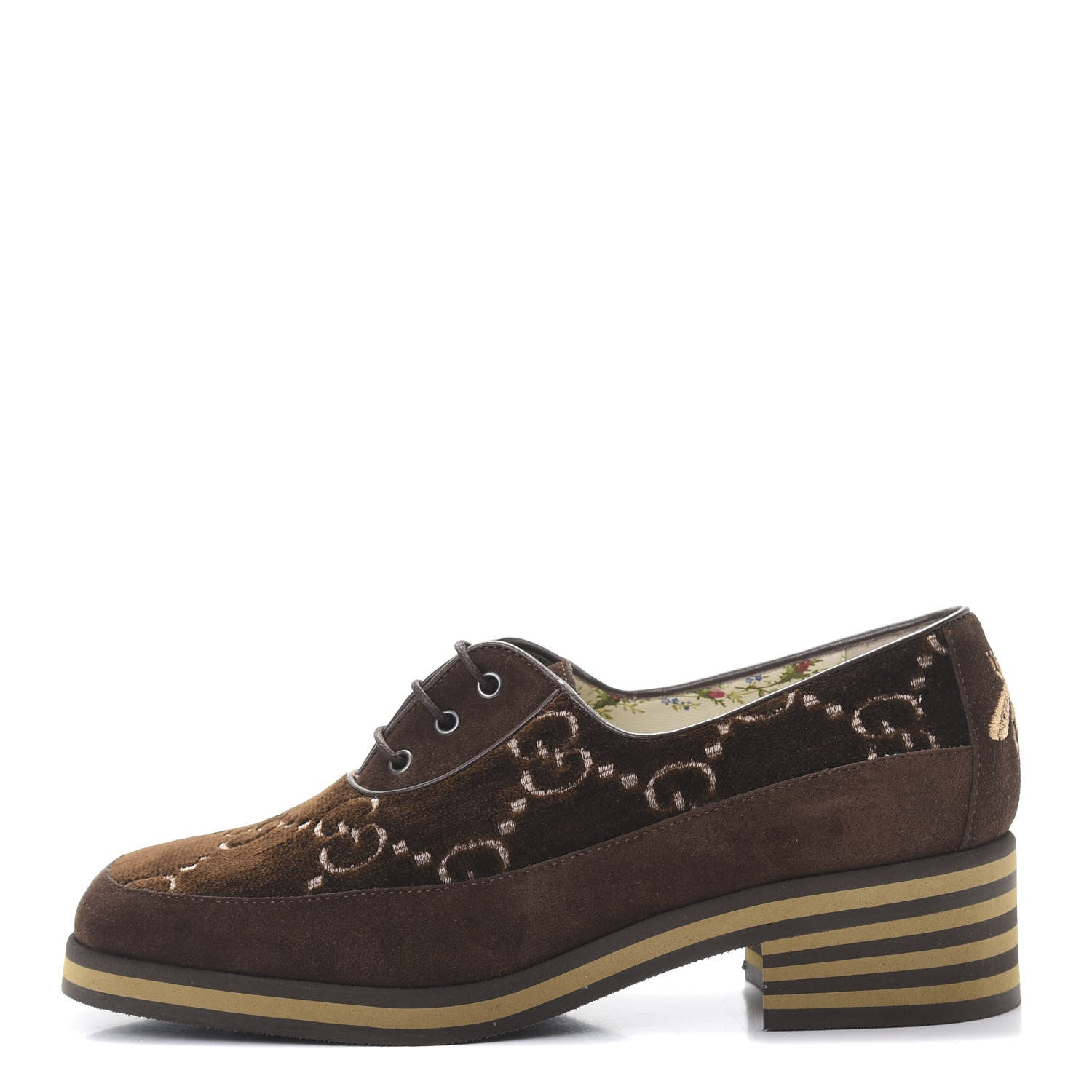 Gucci Velvet GG Monogram Thompson Derby Loafers 36.5 Vintage Cocoa Brown 1 of 8