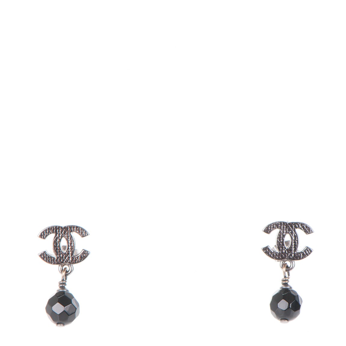 Ruthenium Bead CC Drop Earrings Black