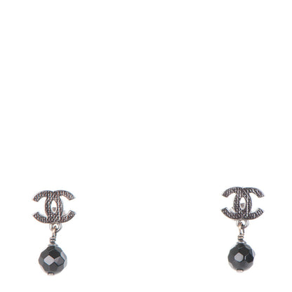 Chanel Ruthenium Bead CC Drop Earrings Black 1 of 4