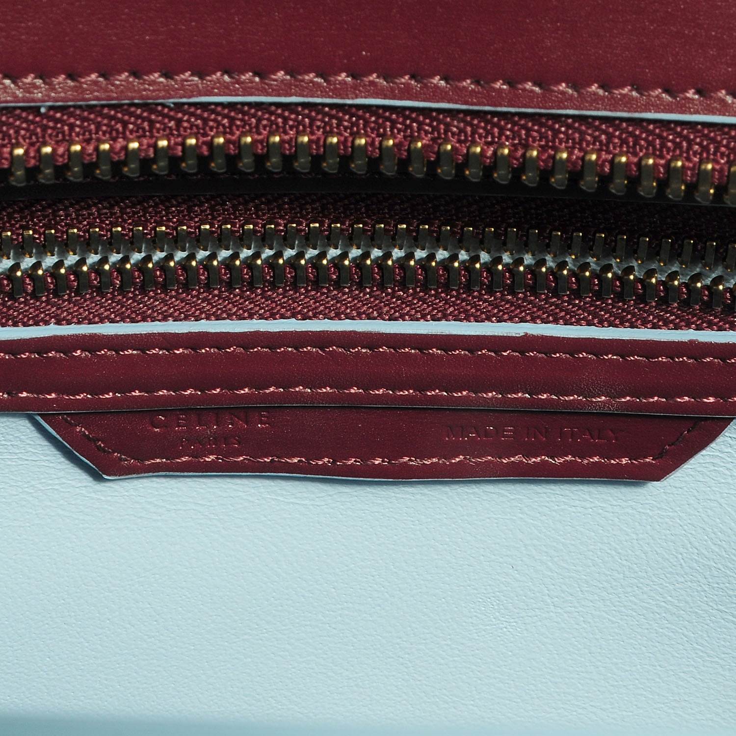 Celine Palmelato Micro Luggage Burgundy Light Blue 9 of 10