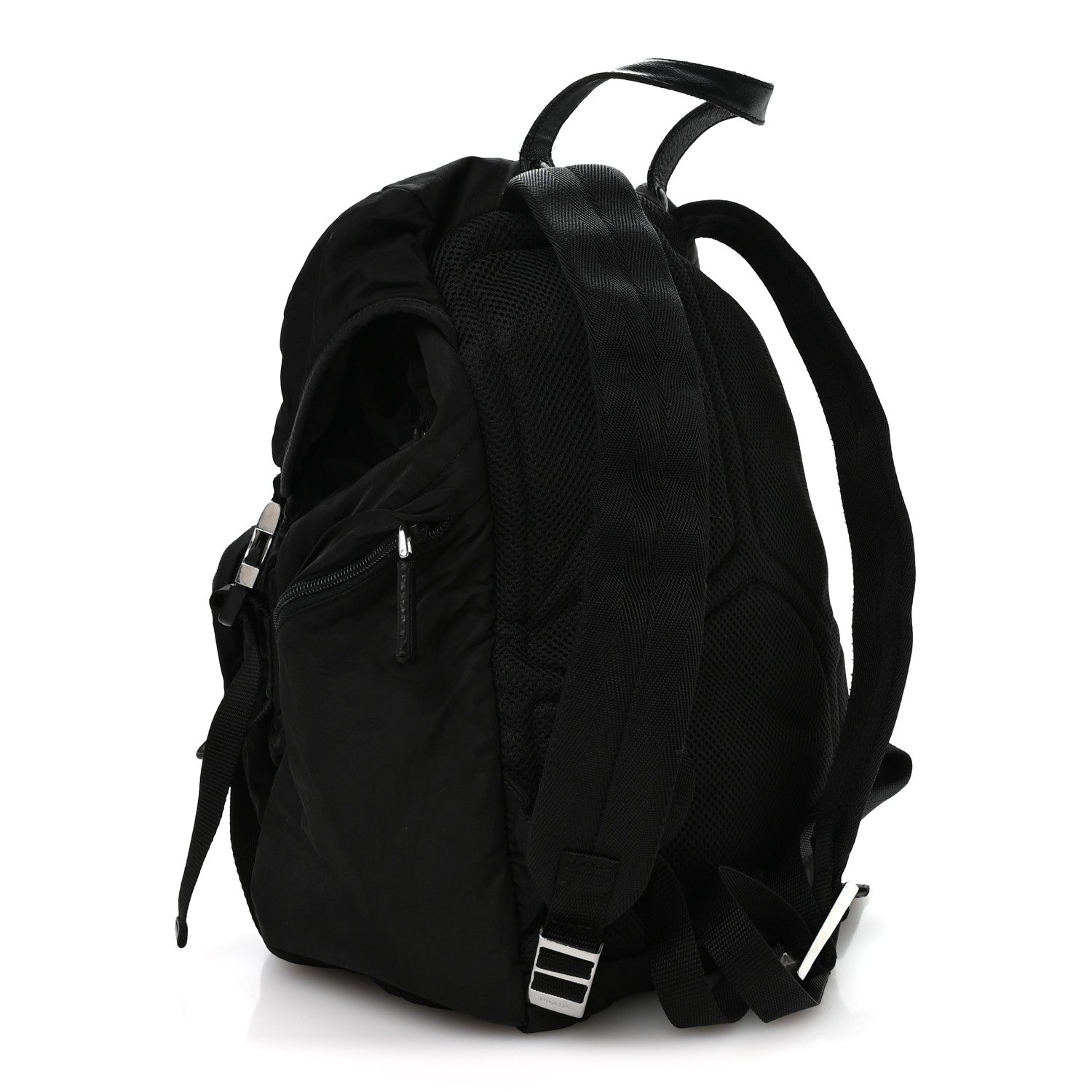 Prada Re-Nylon Saffiano Logo Double Buckle Backpack Black 2 of 11