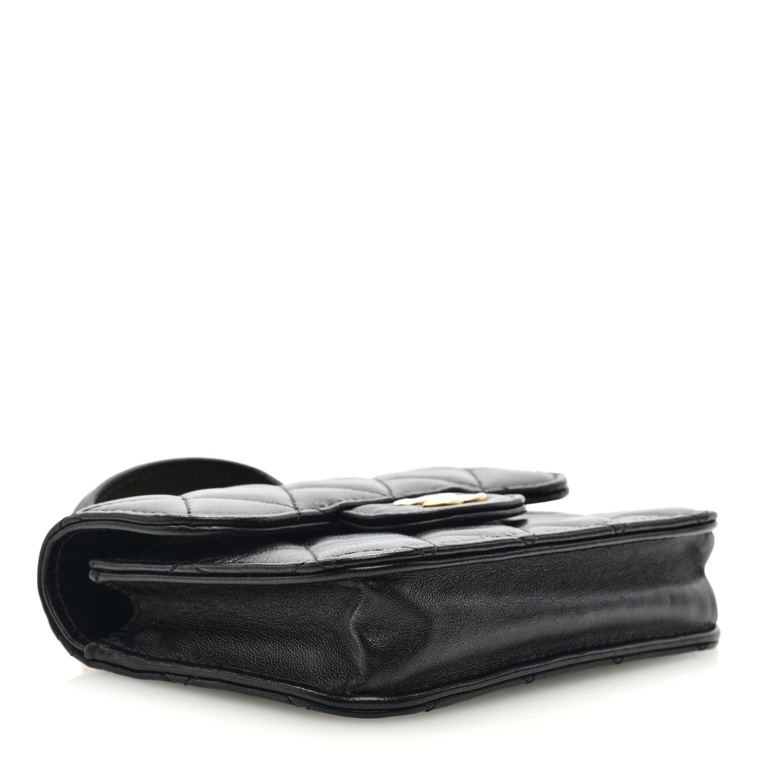 Chanel Lambskin Quilted Top Handle Flap Coin Purse With Chain Black 4 of 10