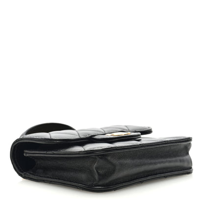 Chanel Lambskin Quilted Top Handle Flap Coin Purse With Chain Black 4 of 10