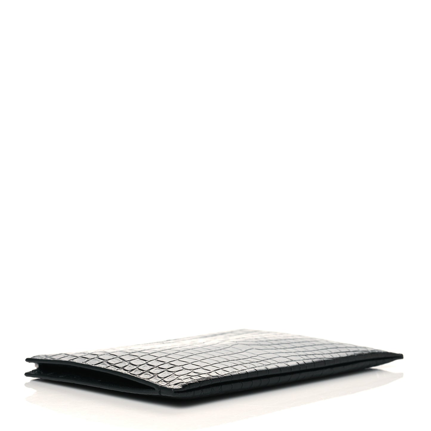 Calfskin Crocodile Embossed Zip Mini Tablet Sleeve Black