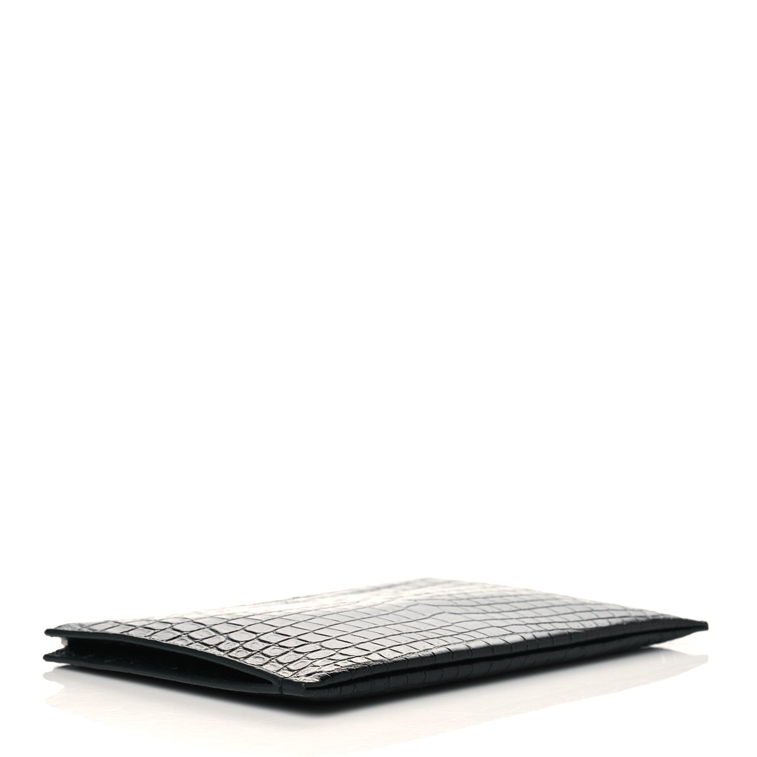 Saint Laurent Calfskin Crocodile Embossed Zip Mini Tablet Sleeve Black 4 of 10